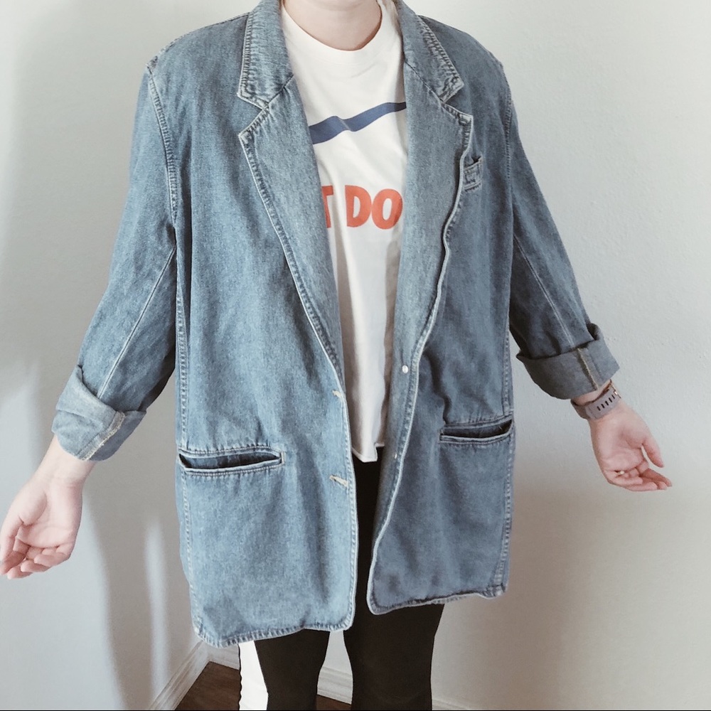 Vintage Denim Long Lined Blazer